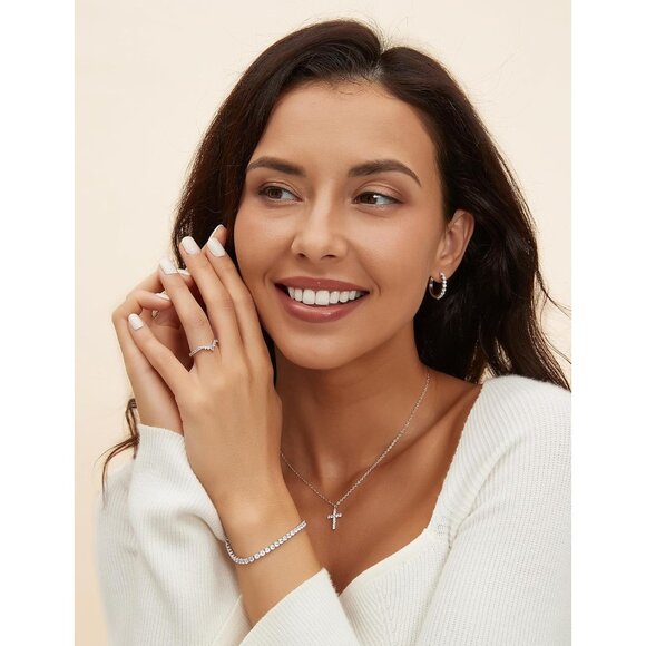 Wedding Stackable Bands Copper CZ Half Eternity Rings for Women Size 3-12 - Picture 4 of 6